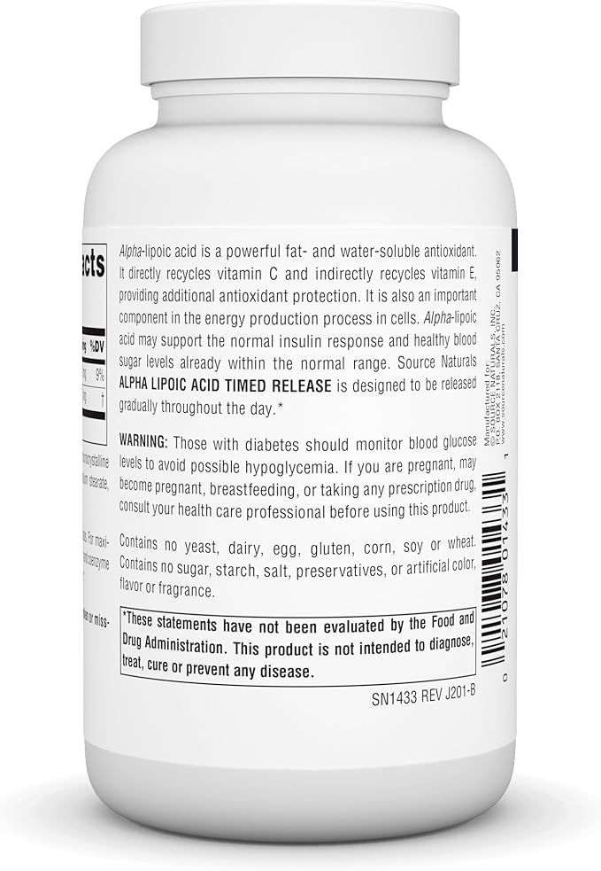 Source Naturals Alpha Lipoic Acid Time Released Antioxidant Protection* - 120 Time Release Tablets