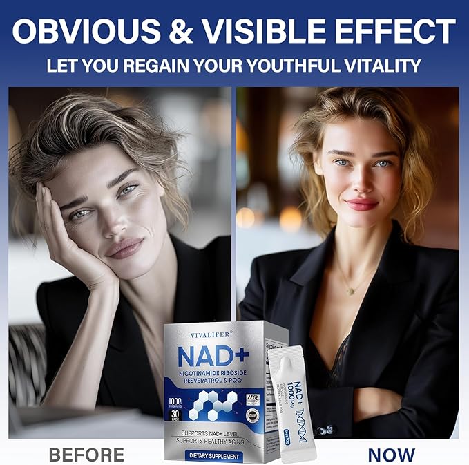 NMNH+ Liquid Supplement 30 Packets Premium Nicotinamide Riboside &amp Resveratrol with PQQ Promotes Anti-Aging Metabolism Support Focus &amp Energy Boost