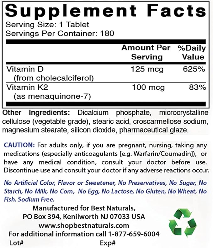 Best Naturals IP-6 510 mg &amp Vitamin K2 (MK7) with D3