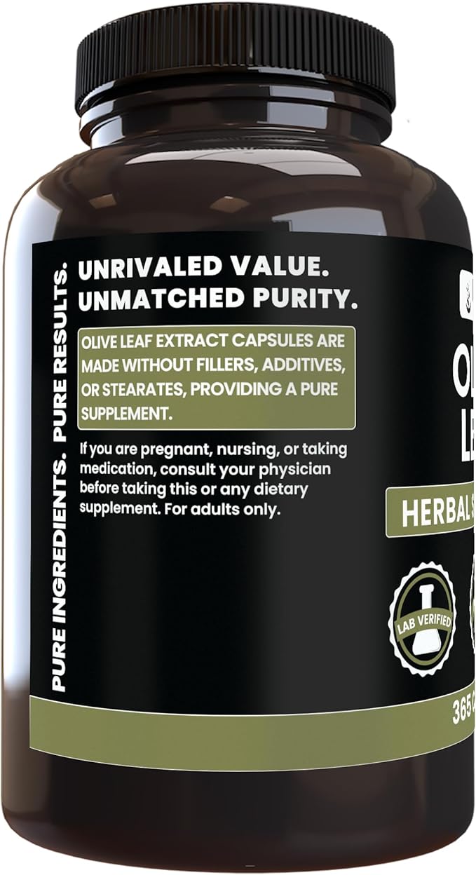 Pure Original Ingredients Olive Leaf (365 Capsules) No Magnesium Or Rice Fillers Always Pure Lab Verified