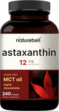 NatureBell Maximum Strength Astaxanthin 12mg 240 Softgels - 4 Month Supply - Natural Antioxidant from Haematococcus Pluvialis Microalgae | Non-GMO Gluten Free