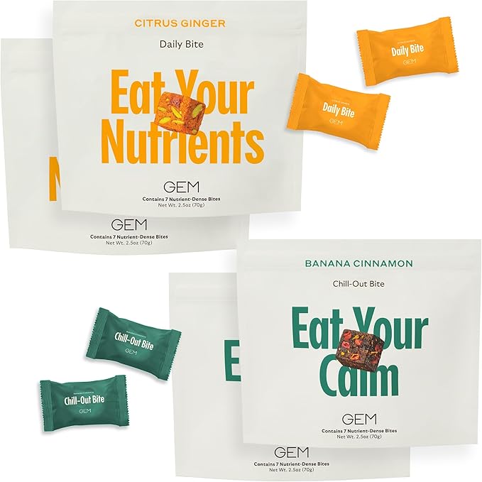 GEM Cognition Bundle - Natural Brain Health Supplement for Focus Memory Stress Support &amp Relaxation | with B-Vitamins Magnesium Turmeric &amp Adaptogens | Plant-Based Whole Food Vitamins Veg