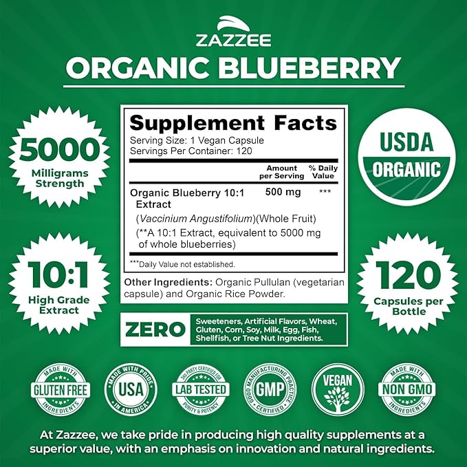 Zazzee Ultimate Anti Aging Antioxidant Bundle | Polyphenol Rich 10:1 Blueberry Extract and Super Concentrated Grape Seed with 20:1 Extra Strength Pomegranate Extract | Non-GMO Vegan &amp ISO Lab Test