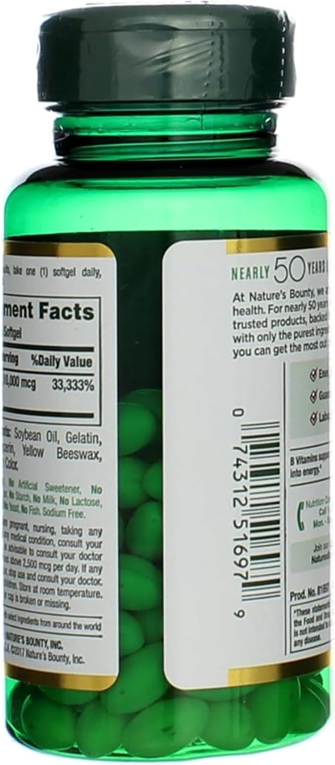 Nature's Bounty Biotin 10000 mcg Ultra Strength Rapid Release Liquid Softgels 120 ea (Pack of 2)