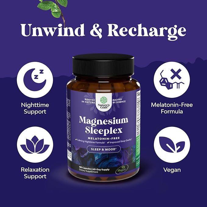 High Absorption Magnesium Sleep Supplement - Rest Support Magtein Magnesium L-Threonate and Apigenin Theanine for Sleep and Rest for Women &amp Men - Mg L-Threonate Melatonin Free Sleeping Aid - 180