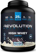 Revolution Nutrition High Whey Protein Powder 6LB Whey Isolate Gluten Free Lean Muscle Mass for Men &amp Women 25g of Protein Per Scoop 2.7kg 73 Servings (Cookies &amp Cream 6 Pound)