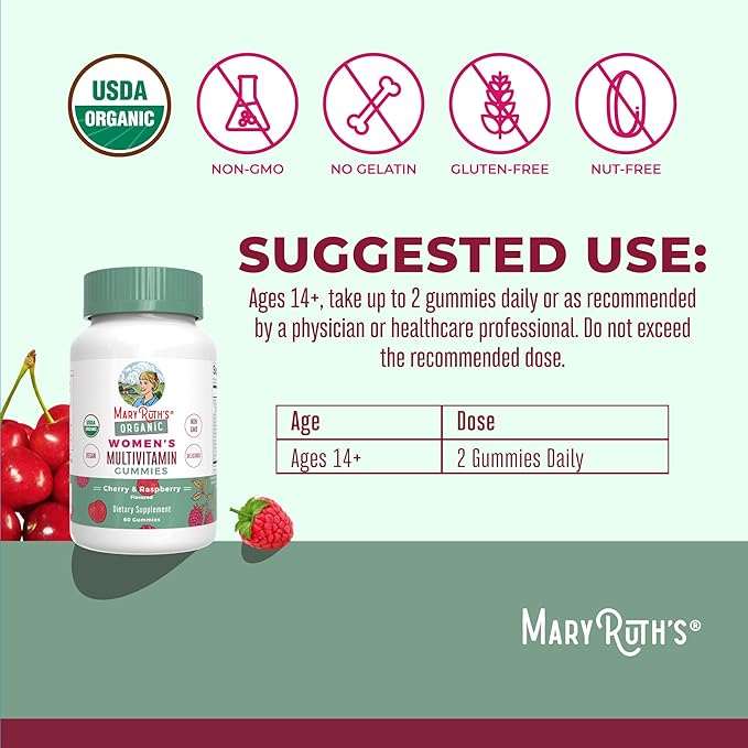 MaryRuth's Multivitamin Gummies for Women (Strawberry) &amp Liquid Nighttime Multimineral (Pineapple) | Clean Label Project Verified® | USDA Organic &amp Vegan | Beauty Bedtime Routine &amp Overa