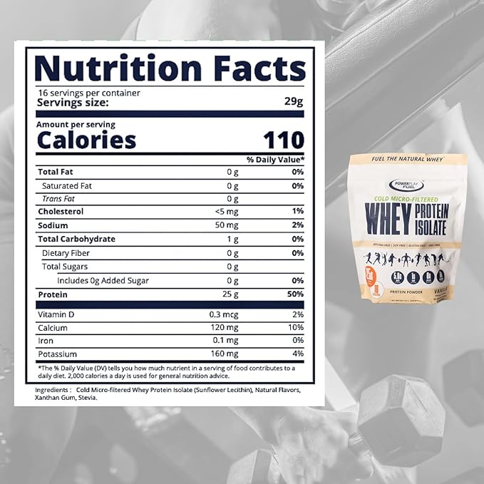 Cold Micro-Filtered Whey Protein Isolate Powder Vanilla 1LB - Grass-Fed Gluten-Free &amp Keto-Friendly Low Lactose - Post Workout Fitness &amp Nutrition for Muscle Recovery