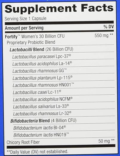 Nature's Way Fortify Daily Probiotic for Women 30 Billion Live Cultures 10 Strains Prebiotics Supports Digestive &amp Immune Health* No Refrigeration Required 30 Capsules (Packaging May Vary)