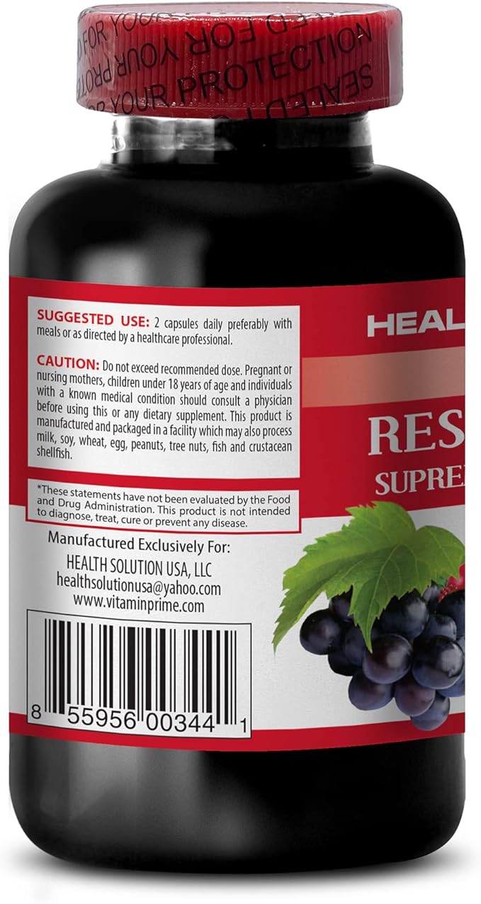 Amplify Your Natural Stamina - RESVERATROL SUPREME COMPLEX - Resveratrol Extract with Goji Berry Acai Noni Pomegranate Mangosteen Superfruit Blend Antioxidant Immune Support 3 Bot 180 Caps