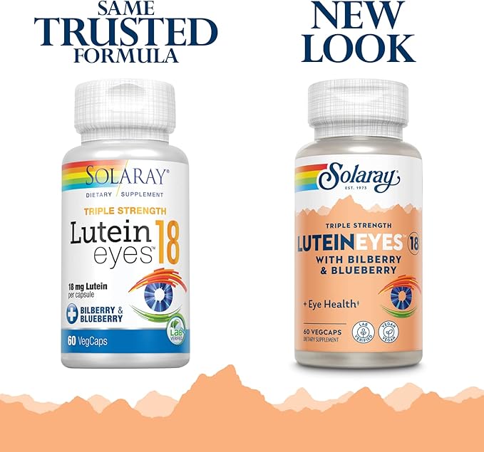 SOLARAY Triple Strength Lutein Eyes 18 mg | Eye &amp Macular Health Support Supplement w/Naturally Occurring Lutein and Zeaxanthin | Non-GMO (60 CT)