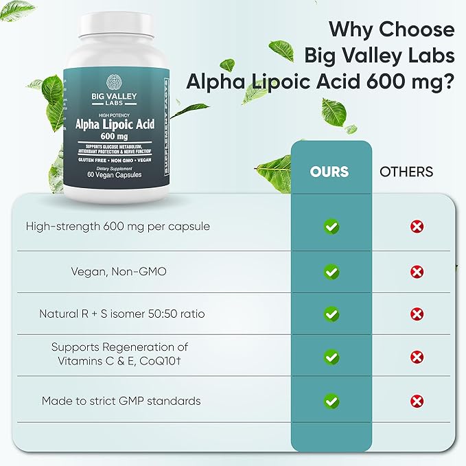 Alpha-Lipoic Acid 600 mg – High-Potency Antioxidant Support – Supports Cellular Health &amp Energy Metabolism – Vegan Non-GMO Gluten-Free – 60 Capsules