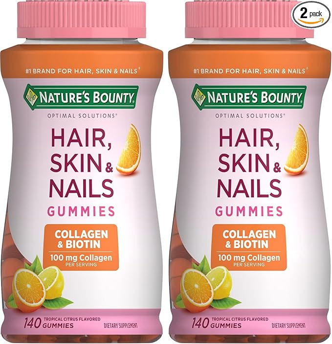 Nature's Bounty with Biotin and Collagen Citrus Gummies 140 Ct (Pack of 2)