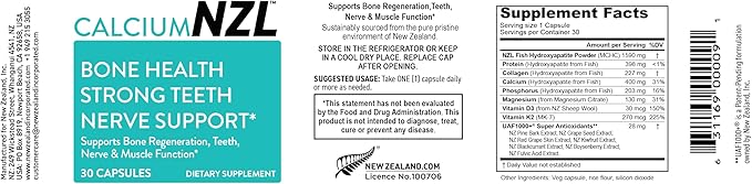 NZL Calcium Plus New Zealand Natural Raw Calcium Supplement Phosphorus Magnesium Collagen Selenium 30 Capsules