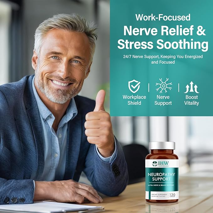 IHW Nerve Savior for Neuropathy 120 Capsules Neuropathy Supplements with 600 Mg Alpha Lipoic Acid &amp B Vitamins Fortifying Nerves in Fingers Hands Toes &amp Feet Peripheral Relief Support