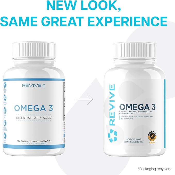 Revive MD Omega 3 Fish Oil Supplements for Men &amp Women – Softgels with EPA &amp DHA Fatty Acids for Healthy Skin &amp Joints Heart &amp Brain Support – Vegan-Friendly Gluten-Free (120 Softgel