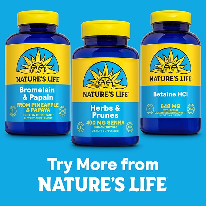 Nature's Life Herbs &amp Prunes - Herbal Supplements w/ 400mg Senna Leaves - Daily Wellness Support w/Prune Cascara Sagrada Organic Flax Seed Meal - Vegan Lab Verified 60-Day Guarantee 250 Servi