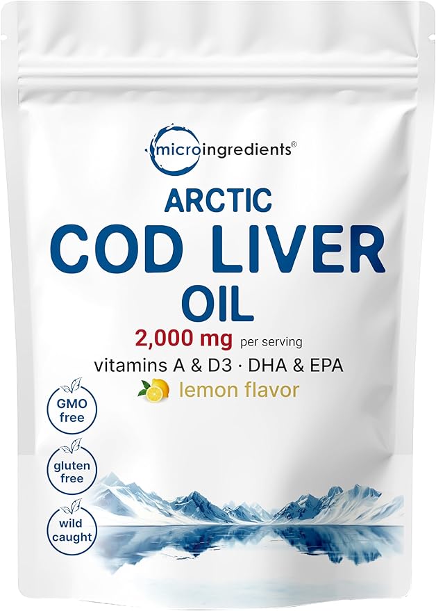 Cod Liver Oil 2000mg Per Serving 360 Softgels | Burpless Lemon Flavored – Rich in Omega 3 Vitamins A &amp D3 EPA DHA | Wild Caught Arctic Deep Sea Fish | Heart Brain &amp Immune Supplement