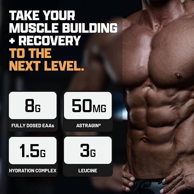 Nutrex Research EAA Hydration | EAAs + BCAA Powder | Muscle Recovery Strength Muscle Building Endurance | 8G Essential Amino Acids + Electrolytes | 30 Servings It's Mango Time