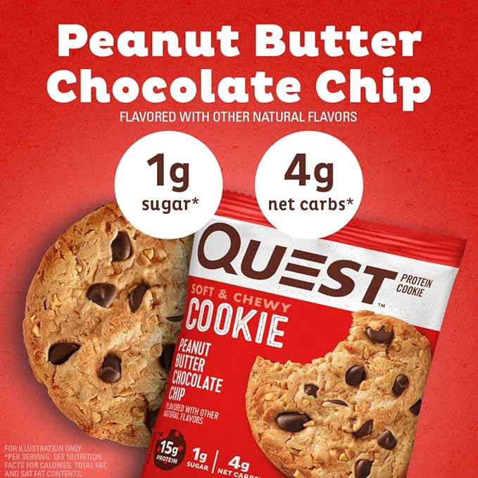 Quest Mint Chocolate Chunk Protein Bars High Protein Low Carb Gluten Free Keto Friendly 12 Count and Peanut Butter Chocolate Chip High Protein Cookie Keto Friendly Low Carb 24.5 Oz 12 Count