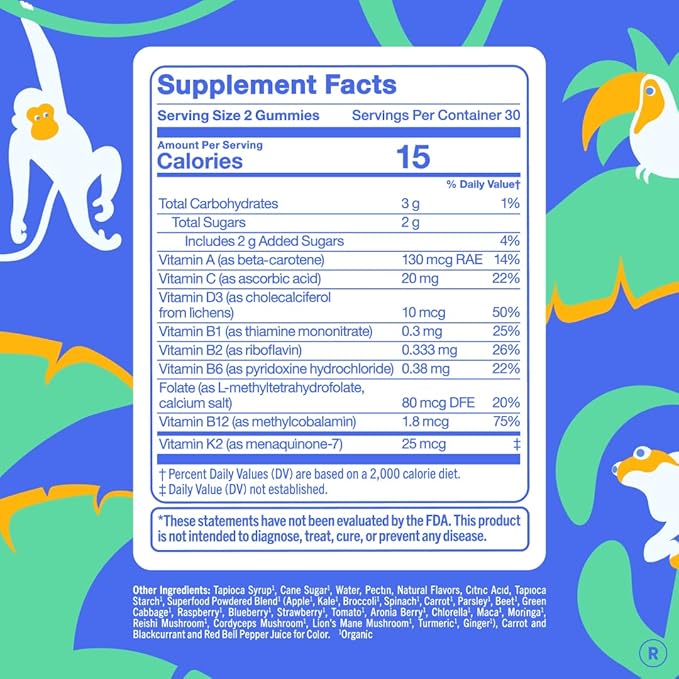 First Day Kids Multivitamin Gummies Age 4+ Strawberry &amp Orange - Kids Vitamins Multivitamin Gummy A C D3 K2 B1 B2 B6 B12 Folate Immunity &amp Brain Function Vegan - 30 Day Supply Packaging Ma