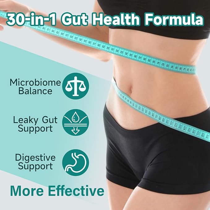 2-Pack Gut Health Capsule Supplement Supports Microbiome Leaky Gut and Digestion with 80 Billion CFU Probiotics Prebiotics Digestive Enzymes 30-in-1 Gut Health Supplement 200 Capsules