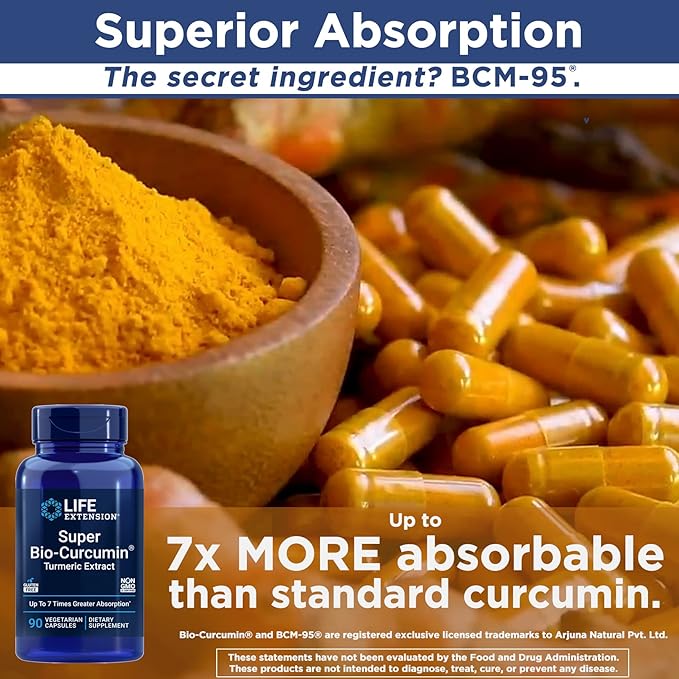 Life Extension Super Bio-Curcumin Turmeric Extract 400mg 90 Veg Caps - Vegetarian Capsules - Non-GMO - Highly Absorbable