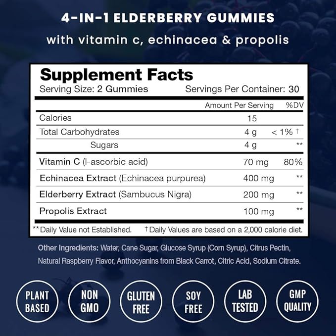 NutraChamps Biotin Gummies (2 Pack) and Elderberry Gummies (2 Pack) 4 Pack Bundle