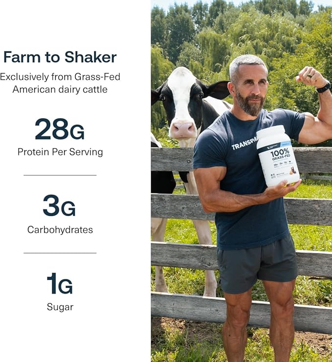 Transparent Labs Grass-Fed Whey Protein Isolate - Naturally Flavored Gluten Free Whey Protein Powder with 28g of Protein per Serving &amp 9 Amino Acids - 30 Servings Dark Chocolate