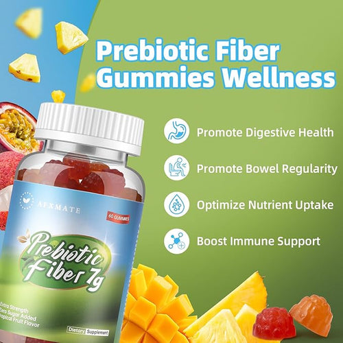 AFXMATE Fiber Supplement Gummies for Adult 7 g Fiber Sugar Free Vegan &amp Gluten Free - Digestive Health Regularity Support 120 Count
