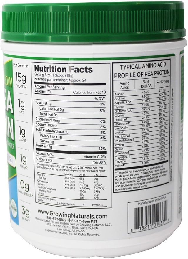 Growing Naturals Pea Protein Powder Natrl 16 Oz5