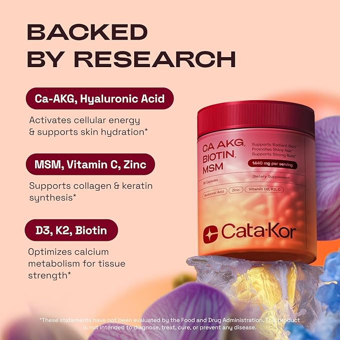 NMN Supplement 1000mg &amp Calcium AKG Complex - NAD+ Supporing Supplement with TMG Quercetin &amp MSM Hyaluronic Acid &amp Biotin Collagen Support Beauty Complex