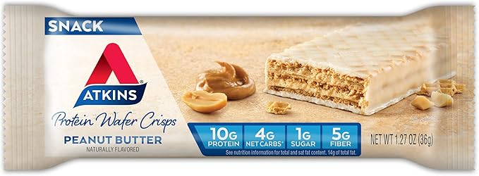 Atkins Chai Tea Latte Protein Shake with 15g Protein 3g Net Carb 1g Sugar + Atkins Peanut Butter Protein Wafer Crisps with 10g Protein 4g Net Carb 1g Sugar 5 Count