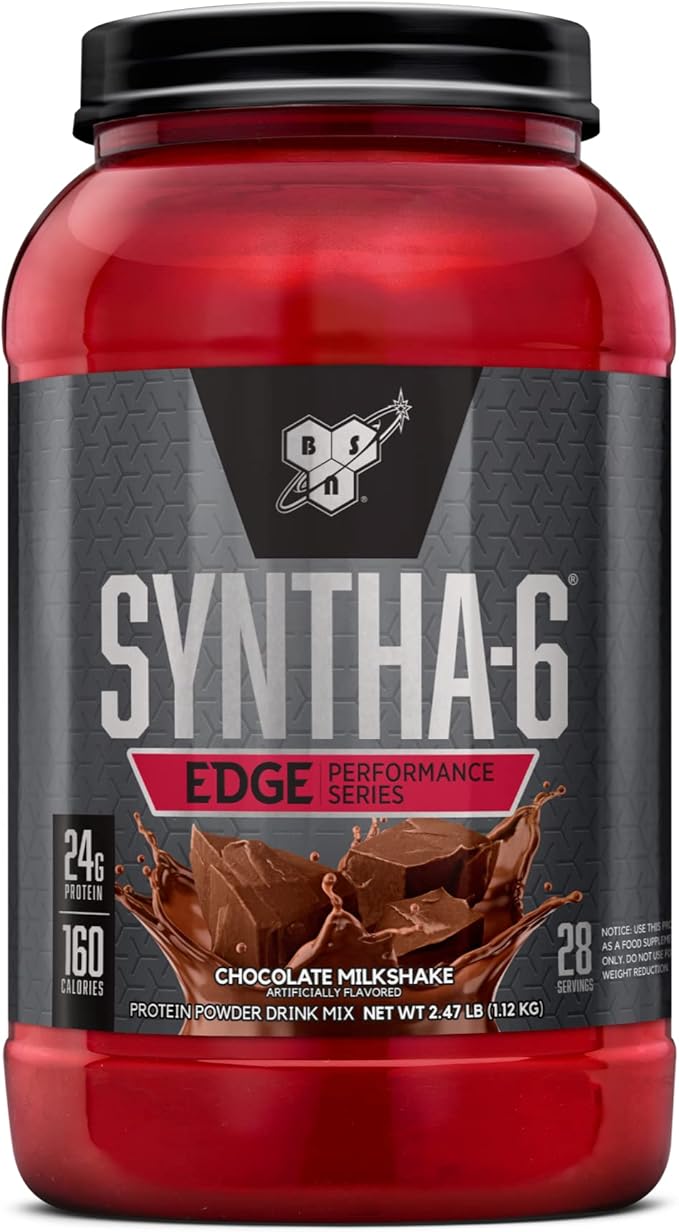 BSN SYNTHA-6 EDGE Protein Powder Chocolate Flavored Powder with Hydrolyzed Whey Micellar Casein for Muscle Gain Low Sugar 24g Protein Chocolate Milkshake 28 Servings 2.47 Pound (Pack of 1)