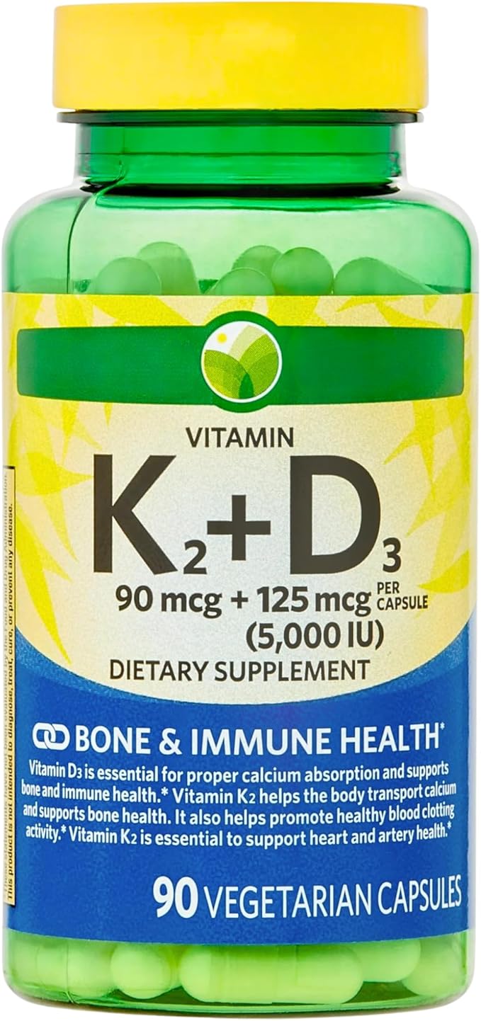KP+ Vitamin K2 + D3 | Bone &amp Immune Health | Gluten Free | 90 Vegetarian Capsules | Pack of 1