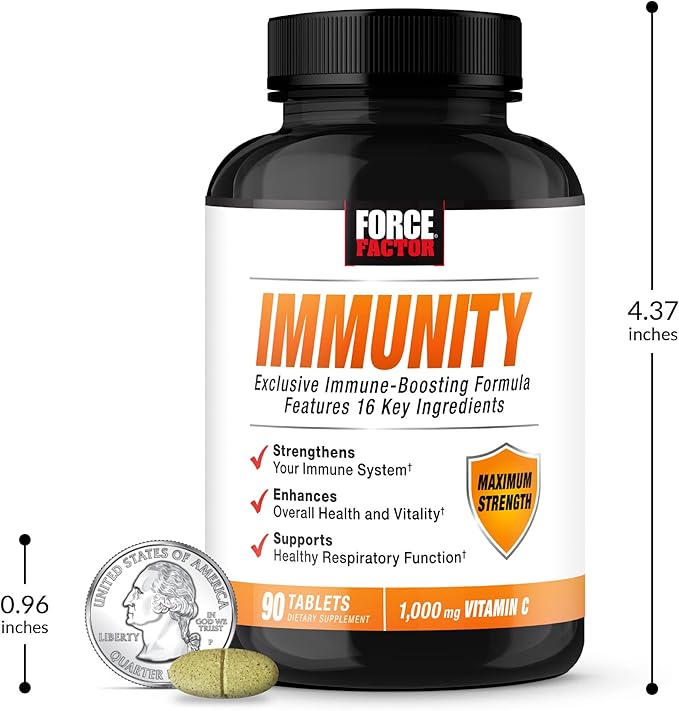 Force Factor Immunity Immune Support Booster with Elderberry and 1000mg of Vitamin C Plus Vitamin D Zinc Probiotics Antioxidants and Echinacea for Immune Health Defense 90 Count (Pack of 2)
