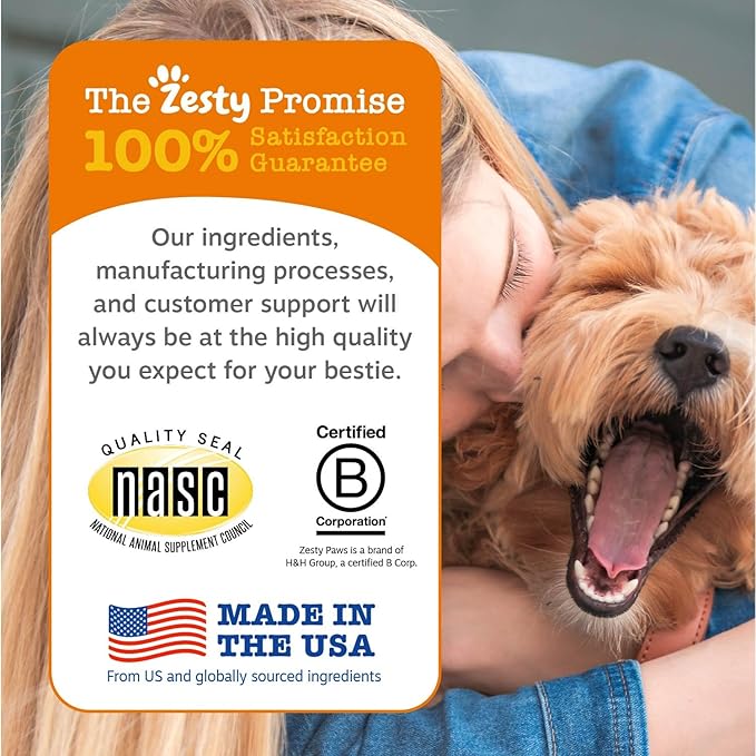 Zesty Paws Dog Multivitamin Chewable Dog Vitamins and Supplements for Hip &amp Joints Skin &amp Coat Omega 3 Fish Oil for Dogs- Puppy Multivitamin - Chicken Puppy Bites- 90ct