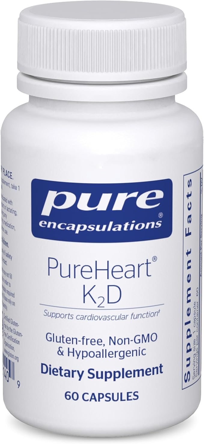 Pure Encapsulations PureHeart K2D - Heart Health Supplement* - with Vitamin K2 &amp D3 - Cholecalciferol Vitamin D &amp MK-7 - Non-GMO &amp Vegetarian - 60 Capsules