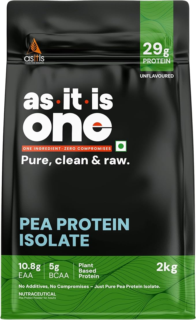 AS-IT-IS Nutrition Pea Protein Isolate | Designed for Meal Supplementation | Easy to Digest - Vegan &amp Gluten-free Cross-flow Microfiltered Soy-free (2000 Gms/70.5 Oz)