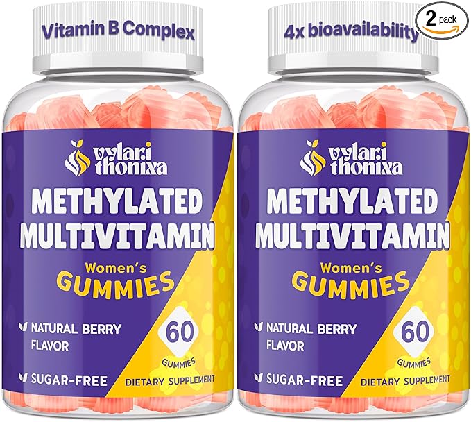 33-in-1 Methylated Multivitamin Gummies for Women – MTHFR Supplement Contains Methylated B Complex B12 (Methylcobalamin) Folate (5-MTHF) TMG and Vitamins A C E &amp K – 2 Pack