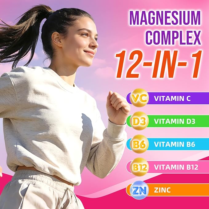 2 Pack Magnesium Complex Gummies – with 12 Forms of Magnesium Plus Vitamins B6 B12 &amp C. Vegan Strawberry Gummies to Support Mood for Adults 120 Count