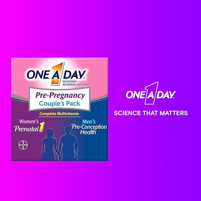 One A Day Men's &amp Women's Pre-Pregnancy Multivitamin Softgel including Vitamins A Vitamin C Vitamin D B6 B12 Folic Acid &amp more 30+30 Count Supplement for Before During and Postnatal