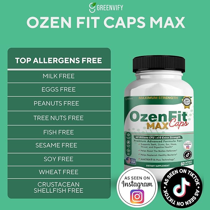 OzenFit Caps Max Probiotic Supplement 40 Billion CFU MAKTREK Bi-Pass Technology 60 Capsules 30-Day Supply (2)