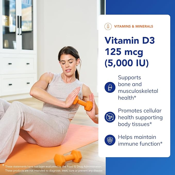 Pure Encapsulations Vitamin D3 125 mcg (5000 IU) - Supplement to Support Bone Joint Breast Heart Colon and Immune Health* - with Vitamin D - 60 Capsules