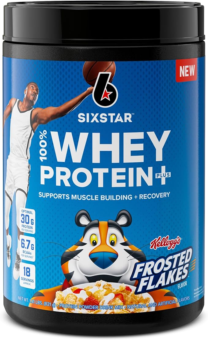 Six Star Whey Protein Powder Plus Kellogg's Froot Loops &amp Frosted Flakes Flavors | 30g Protein | Muscle Builder for Men &amp Women | 1.8lb Each