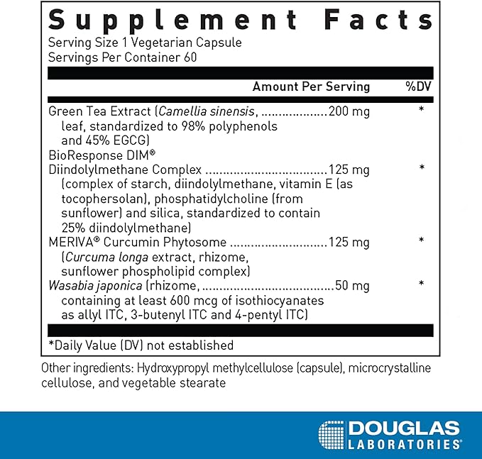 Douglas Laboratories DIM Enhanced - Supports Hormone Balance Cellular Health &amp Detox* - With Antioxidants Green Tea Extract &amp Wasabia - 60 Vegetarian Capsules