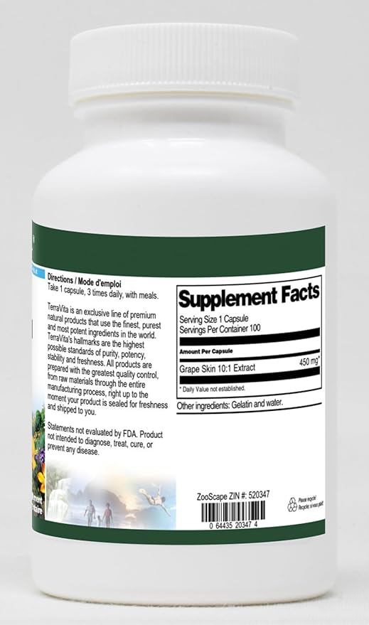 Grape Skin 10:1-450 mg (100 Capsules ZIN: 520347)