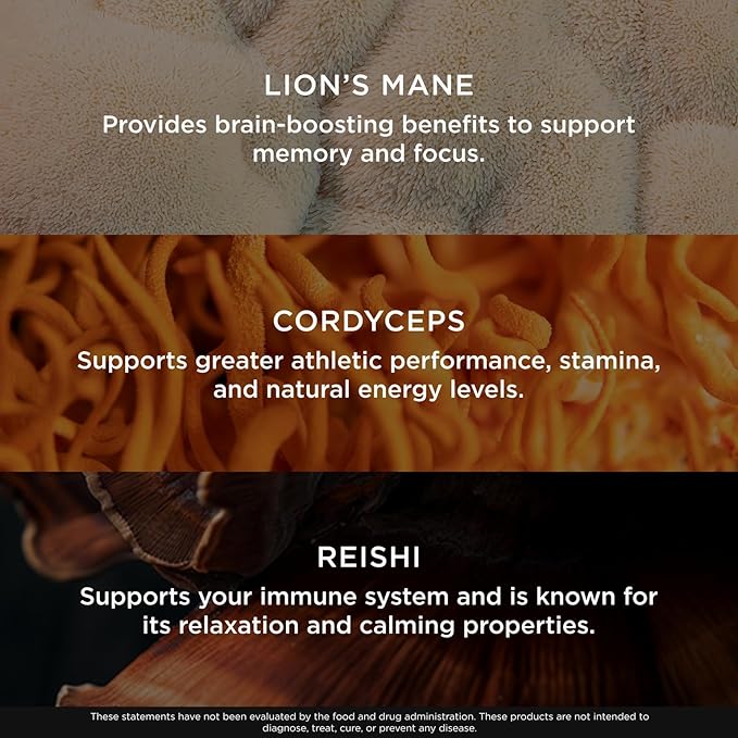 Genius Mushroom Supplement - Full-Spectrum Lion’s Mane Cordyceps Reishi -Daily Brain Nootropic for Energy Focus Memory &amp Overall Wellness - 180 Capsules – Organic for Mental Clarity &amp Perf