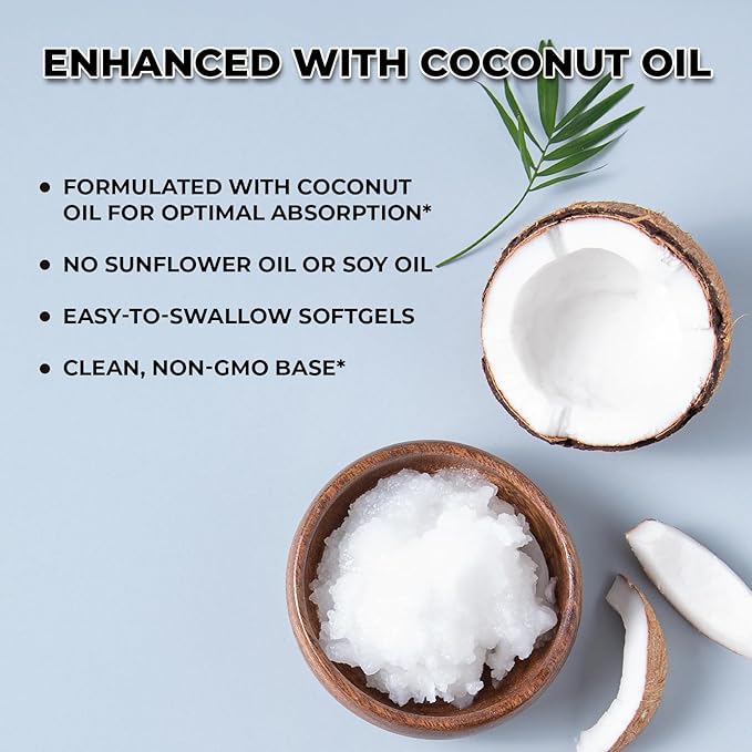 Inhale Vitamin D3 + K2 with Coconut Oil – 5000 IU D3 &amp 100 mcg MK7 K2 for Bone Heart &amp Immune Support – Non-GMO · Soy Free · Gluten Free – 120 Softgels