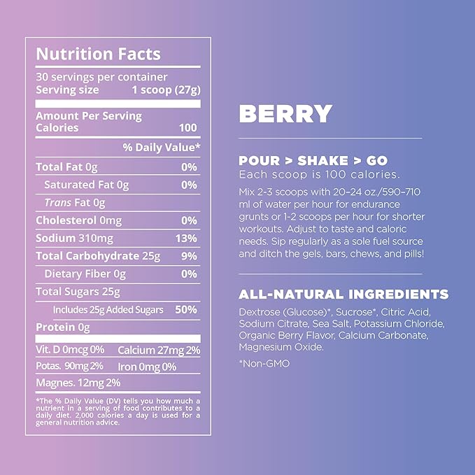 Tailwind Nutrition Endurance Fuel Carbohydrate &amp Electrolyte Sports Drink Mix Powder Gluten-Free Vegan Berry 30 Servings